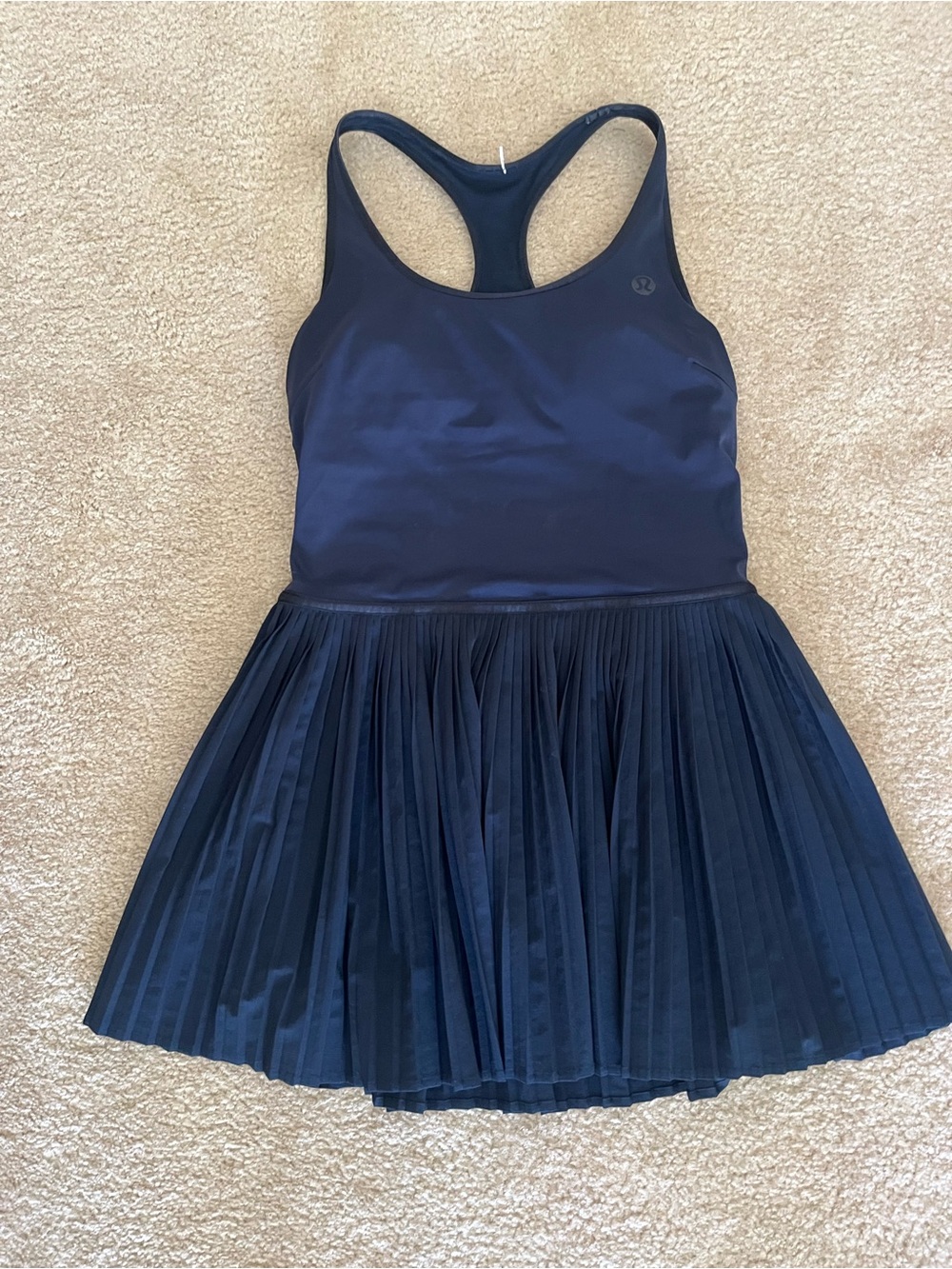 lululemon athletica Navy Racerback Pleated Skater Dress